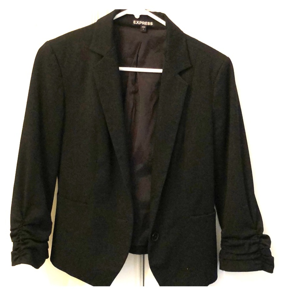Express black blazer with rutched sleeves